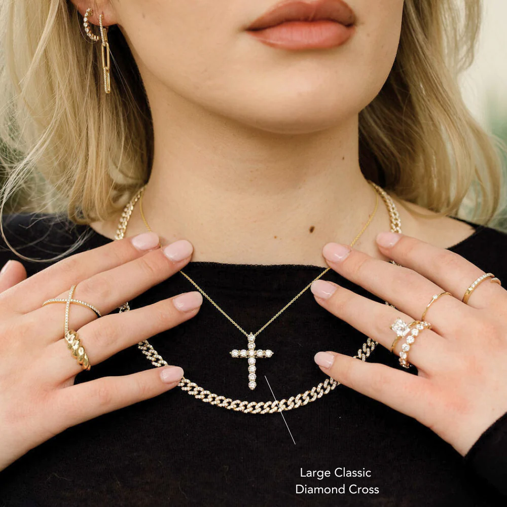 Classic Lab Diamond Cross Necklace - Image 4