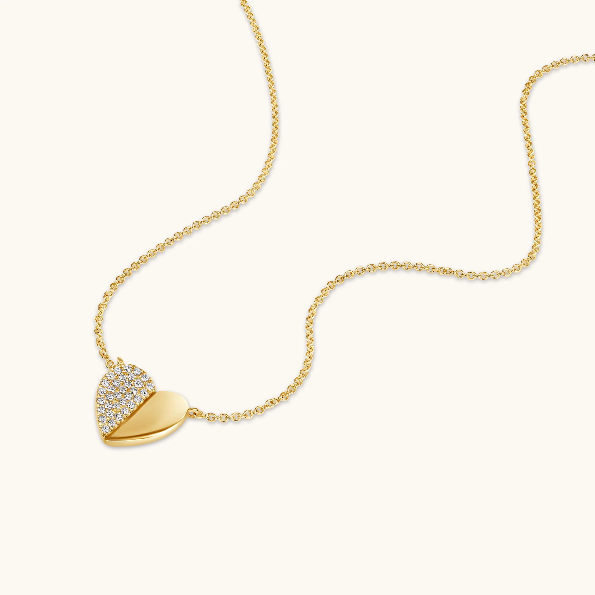 Half-Pave Diamond Heart Necklace - Image 5