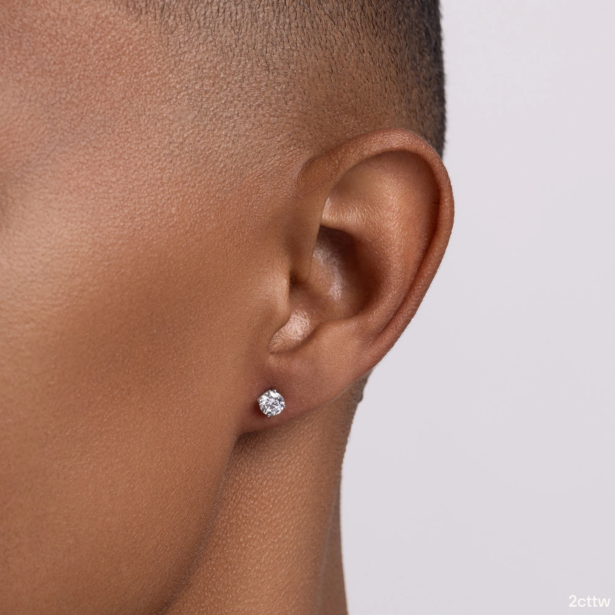 Men's Classic Lab Diamond Stud Earrings - Image 3
