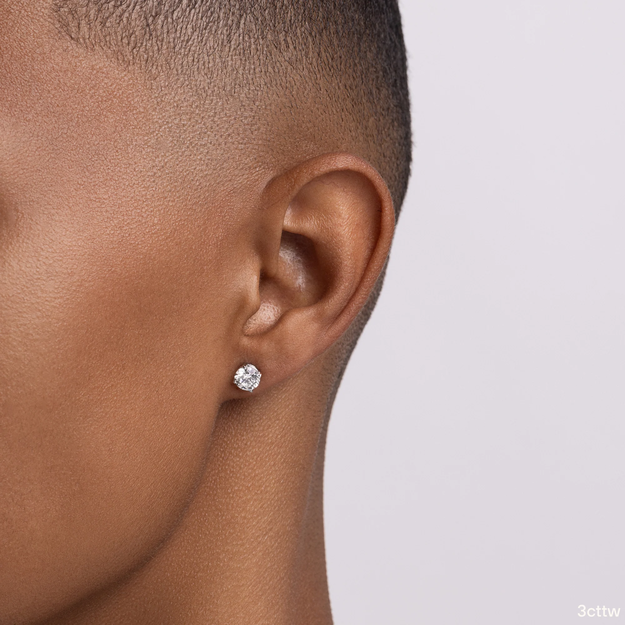 Men's Classic Lab Diamond Stud Earrings - Image 4